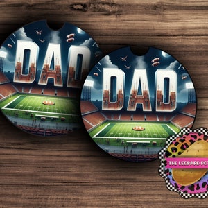DAD フットボール カーコースター - カーコースター PNG - 昇華カーコースター - ラウンド PNG デザイン - カーアクセサリー