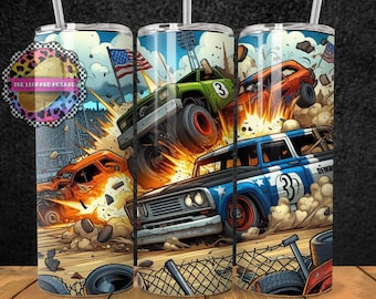 Demolition Derby Tumbler Design: 20-uncjowa, wąska folia do kubków (pobranie cyfrowe)