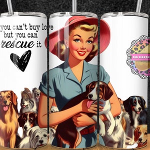Vaso de rescate de animales, Vaso para amantes de los perros, Diseño de sublimación de vaso delgado de 20 oz, Envoltura de vaso, Descarga digital, PNG-