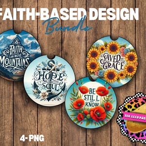 Faith-Based Car Coaster PNG Bundle: Christian Keychain Designs (Digital Download)