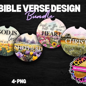 Bible Verse Car Coaster PNG Bundle: Religious Keychain Design (Digital Download)