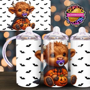 ハロウィン ハイランドカウ シッピーカップ デザイン: 12 オンス タンブラー ラップ (デジタルダウンロード)
