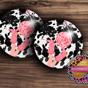 Porta-copos de carro com tema de cowgirl disco PNG: Design de sublimação ocidental (download digital)
