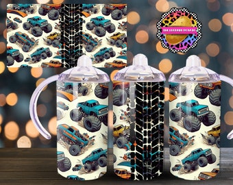 Monster Truck Tumbler Design: 12oz Flip Top Sippy Cup Wrap (Digital Download)