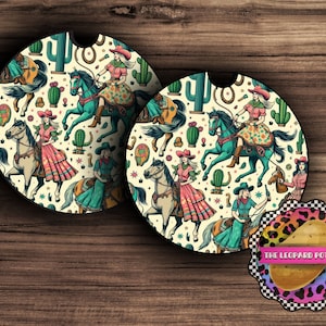 Cowgirl Car Coaster PNG: Western Car Accessories (Digital Download)