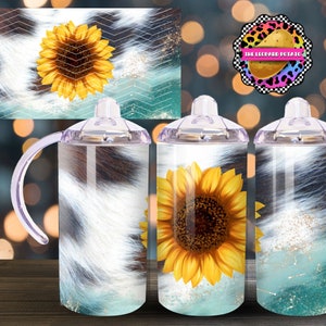 Western Sunflower Sippy Cup Design: 12oz Tumbler Wrap (Digital Download)
