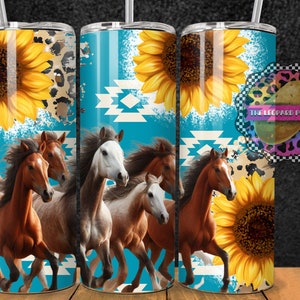 Horse Tumbler Design: Sunflower 20oz Skinny Tumbler Wrap (Digital Download)