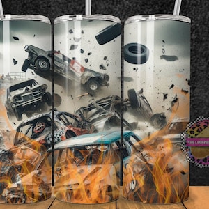 Demolition Derby Tumbler Design - 20oz Skinny Tumbler Sublimation Design- Tumbler Wrap- Digital Download- PNG- Instant Download-