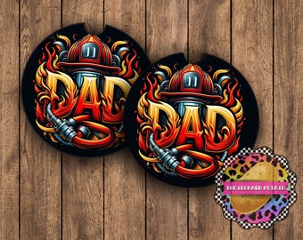 Fireman Dad PNG: Sublimation Design for Coasters, Keychains (Digital Download)