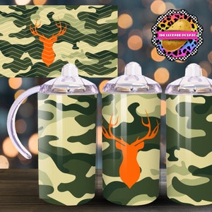 Big Buck Sippy Cup Design - Kids Tumbler Design - 12oz Tumbler Sublimation Design- Flip Top Tumbler Wrap- Digital Download- PNG-