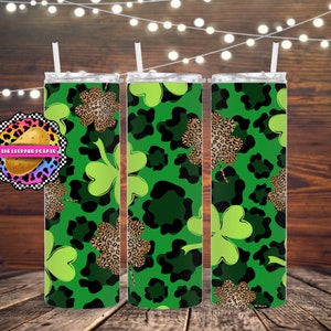 St Patrick&#39;s Day Tumbler Design- March Tumbler - 20oz Skinny Tumbler Sublimation Design- Tumbler Wrap- Digital Download- PNG- Shamrock