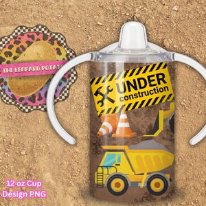 Construction Sippy Cup Design: 12oz Tumbler Sublimation (Digital Download)