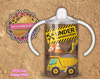 Construction Sippy Cup Design: 12oz Tumbler Sublimation (Digital Download)