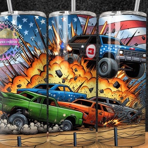 Demolition Derby Tumbler Design - 20oz Skinny Tumbler Sublimation Design- Tumbler Wrap- Digital Download- PNG- Instant Download-