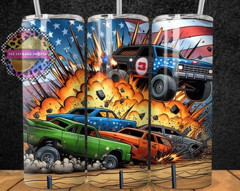 Demolition Derby Tumbler Design: 20-uncjowa, wąska folia do kubków (pobranie cyfrowe)