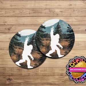 Sasquatch Car Coasters- Car Coaster PNG- Sublimation Car Coasters-Round PNG design- Car Accessories