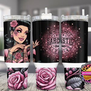 Sarcastic Tattooed Lady 40 oz Tumbler Wrap (Digital Download)
