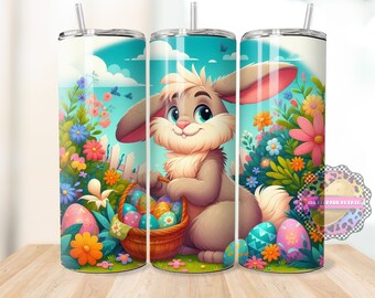 Osterhase 3D Becher Design: Frühling Floral 20 Unzen Skinny Wrap (Digitaler Download)