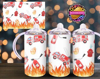 Fireman Sippy Cup Design: 12oz Tumbler Sublimation (Digital Download)