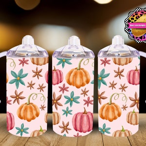 Fall Sippy Cup - Kids Tumbler Design - 12oz Tumbler Sublimation Design- Flip Top Tumbler Wrap- Digital Download- PNG-