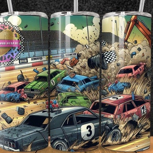 Demolition Derby Tumbler Design - 20oz Skinny Tumbler Sublimation Design- Tumbler Wrap- Digital Download- PNG- Instant Download-