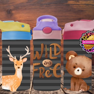 Woodland Animals Tumbler- Kids Tumbler Design - 12oz Tumbler Sublimation Design- Flip Top Tumbler Wrap- Digital Download- PNG-