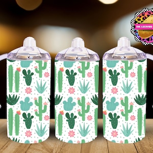 Cactus Sippy Cup - Kids Tumbler Design - 12oz Tumbler Sublimation Design- Flip Top Tumbler Wrap- Digital Download- PNG-