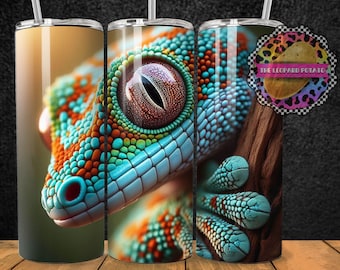 Gecko Tumbler Sublimation Design: 20oz Skinny Tumbler Wrap (Digital Download)