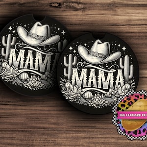 Western Mama Car Coaster PNG: Sublimation Design (Digital Download)