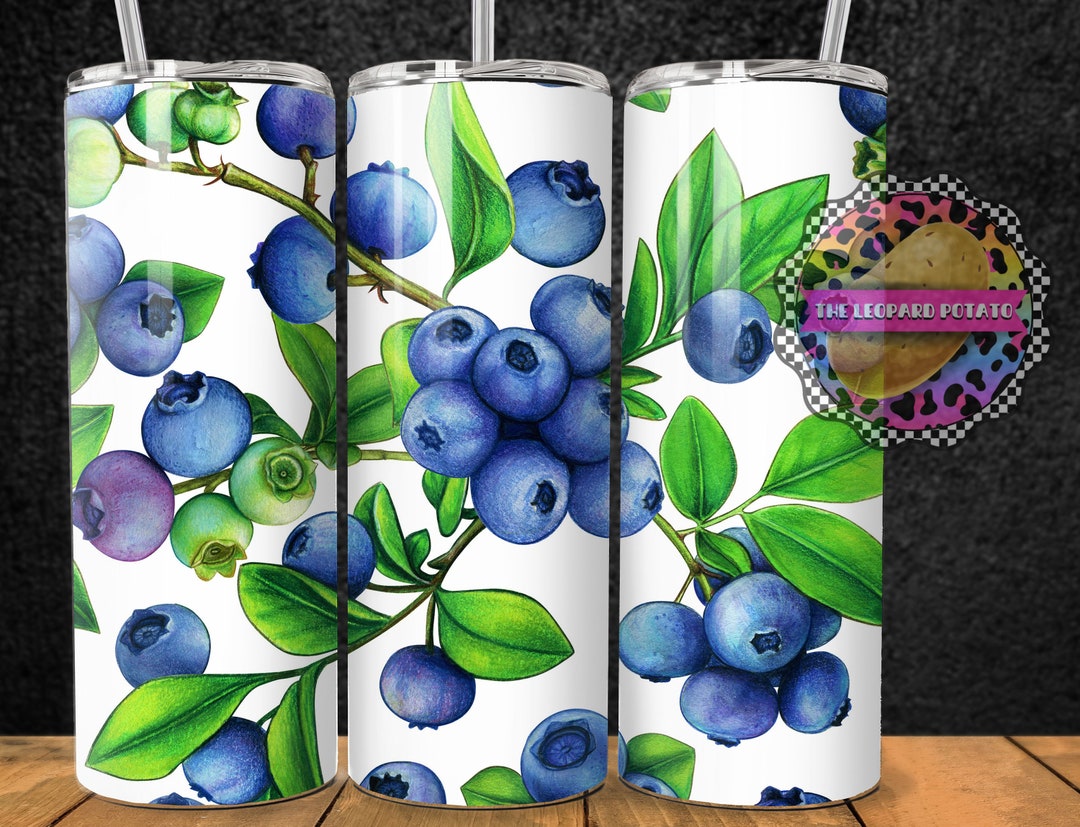 Blueberry Tumbler Sublimation Design: 20oz Skinny Wrap (digital ...