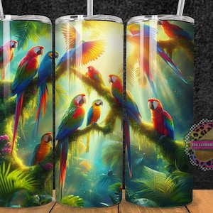 Macaw Tumbler PNG: 20oz Skinny Tumbler Sublimation Design (Digital Download)
