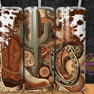 Western Tumbler Sublimation Design: 20oz Skinny Tumbler Wrap (Digital Download)