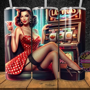 Las Vegas Pin-Up Girl Tumbler Design: 20oz Skinny Tumbler Wrap (Digital Download)