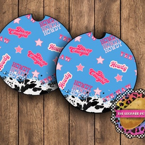 Porta-copos de carro Disco Cowgirl PNG: Acessórios para carros ocidentais (Design digital)