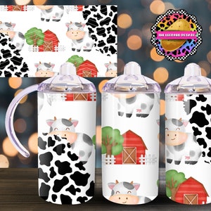 Farm Sippy Cup - Kids Tumbler Design - 12oz Tumbler Sublimation Design- Flip Top Tumbler Wrap- Digital Download- PNG-