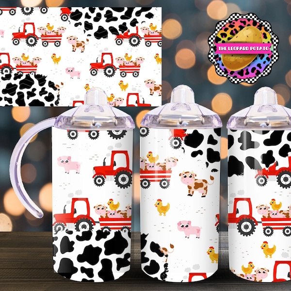 Farm Sippy Cup - Kids Tumbler Design - 12oz Tumbler Sublimation Design- Flip Top Tumbler Wrap- Digital Download- PNG-