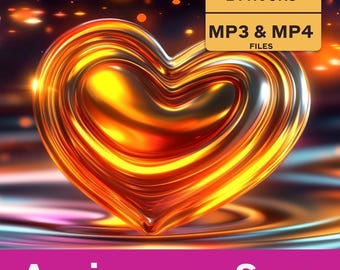 May include: A golden, heart-shaped design with a glossy finish, set against a blurred background of warm colors. The image includes text that reads "Delivery 24 Hours" and "MP3 & MP4 Files". The words "Anniversary Song" are at the bottom.