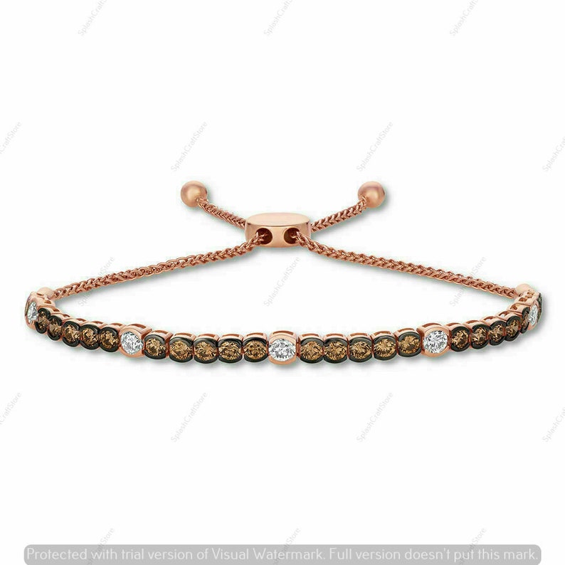 14K Rose Gold Finish 5Ctw Round Cut Chocolate Brown Diamond And shops White Diamond Women's Bolo Bracelet