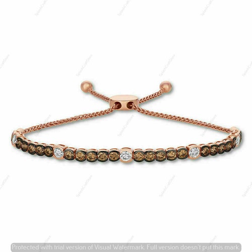14K Rose Gold Finish 5Ctw Round Cut Chocolate Brown Diamond And shops White Diamond Women's Bolo Bracelet