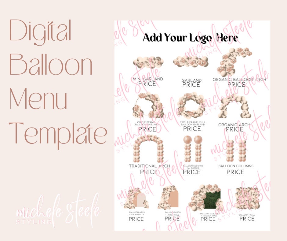 Digital Balloon Mockup Menu Template Balloon Pricing Menu Etsy Digital Balloon Mockup Menu Template Balloon Pricing Menu Etsy