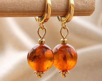 Baltic Cognac Amber Drop Earrings