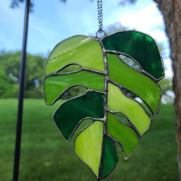 Stained Glass Monstera Leaf Pattern Etsy