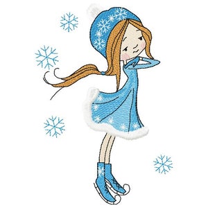 Winter Girl Machine Embroidery Design, Embroidery Girl, Kids design  5*7, 6*8, 6*9