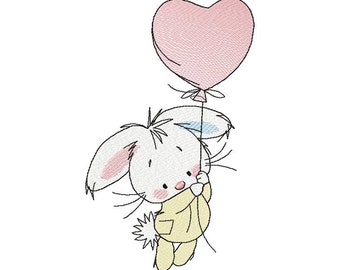Bunny with Ball Machine Embroidery Design, Embroidery Bunny, Kids design, Embroidery cute Bunny 4*4, 4*5, 5*7, 6*8