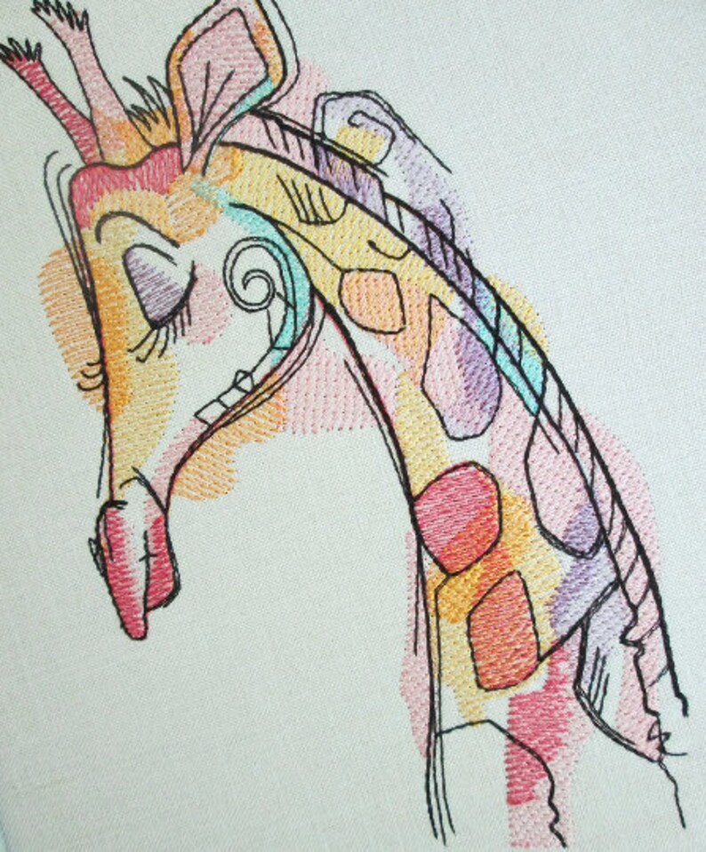 Painted Giraffe Machine Embroidery Design Embroidery Giraffe Etsy UK