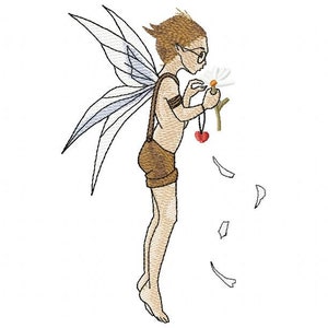 Disegno ricamo macchina fata ragazzo, fata ricamo, San Valentino, design per bambini 5*7, 6*8