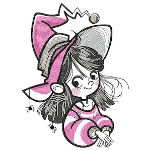 Little Witch Machine Embroidery design, Embroidery Witch, Embroidery Halloween 5*7, 6*8, 6*9