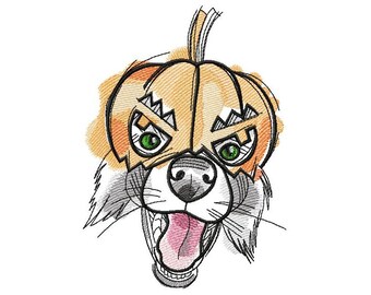 Dog Halloween Machine Embroidery Design, Embroidery Dog, Embroidery Animal 5*7, 6*8, 6*9