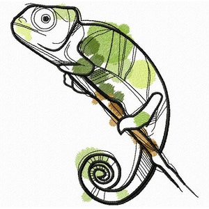 Chameleon Machine Embroidery Design, Embroidery Chameleon, Embroidery Animal, Design Reptile  5*7, 6*8, 6*9, 8*10