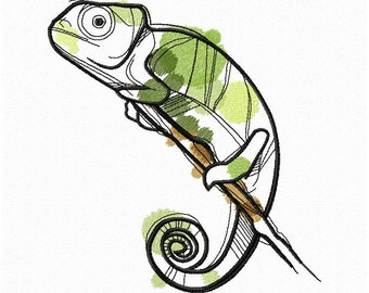Chameleon Machine Embroidery Design, Embroidery Chameleon, Embroidery Animal, Design Reptile  5*7, 6*8, 6*9, 8*10
